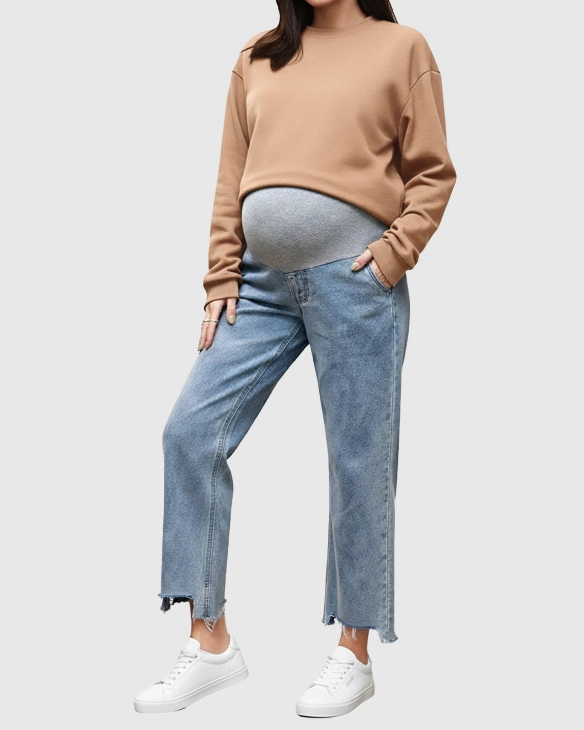 Raw Hem Wide Leg Maternity Jeans