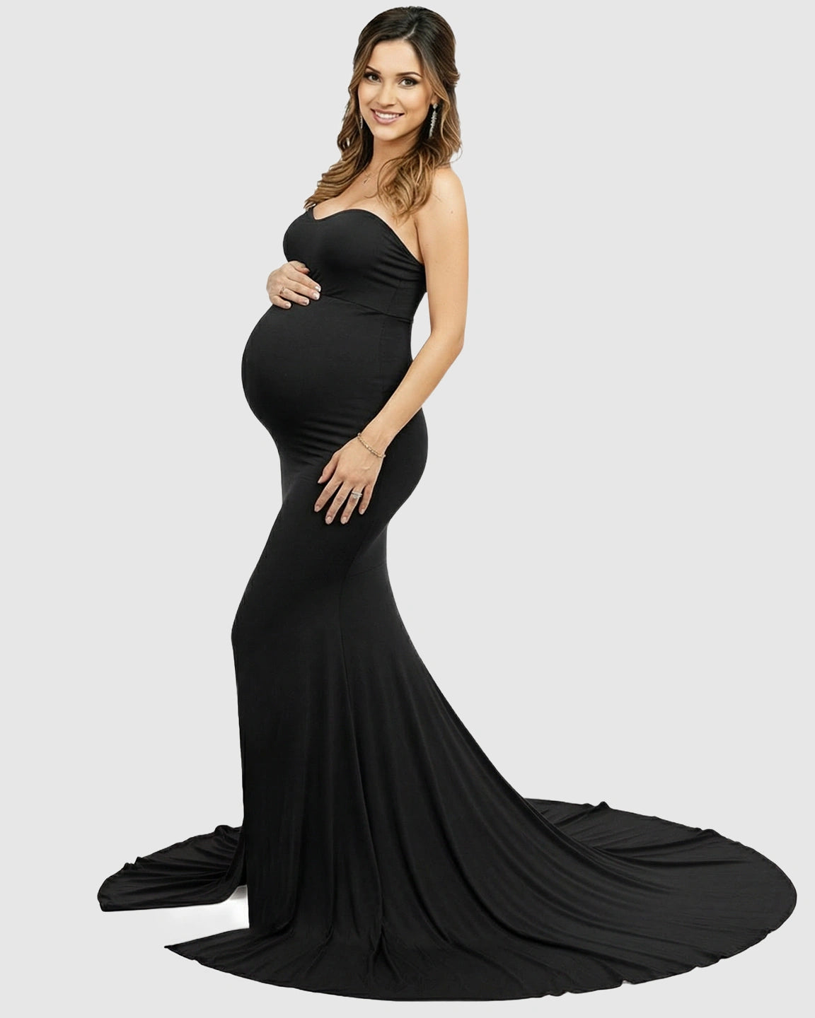 Strapless Sweetheart Neckline Trumpet Silhouette Maternity Gown