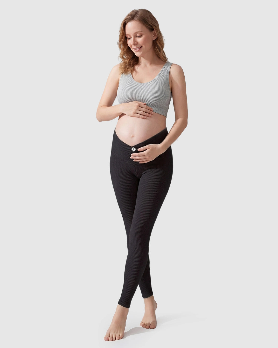 Crossover Waist Slim Fit Maternity Leggings