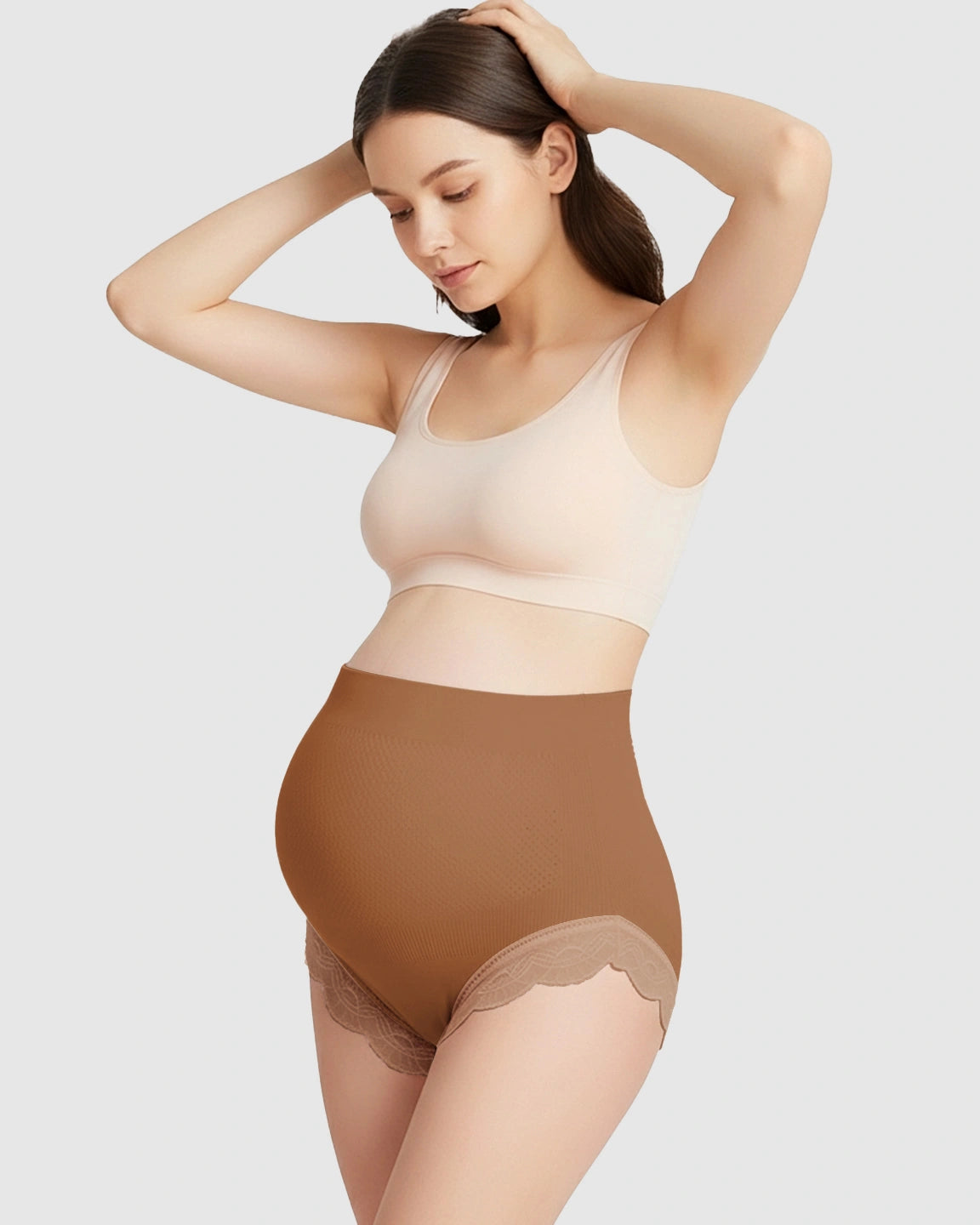 High-Waist Seamless Lace-Trim Maternity Panties