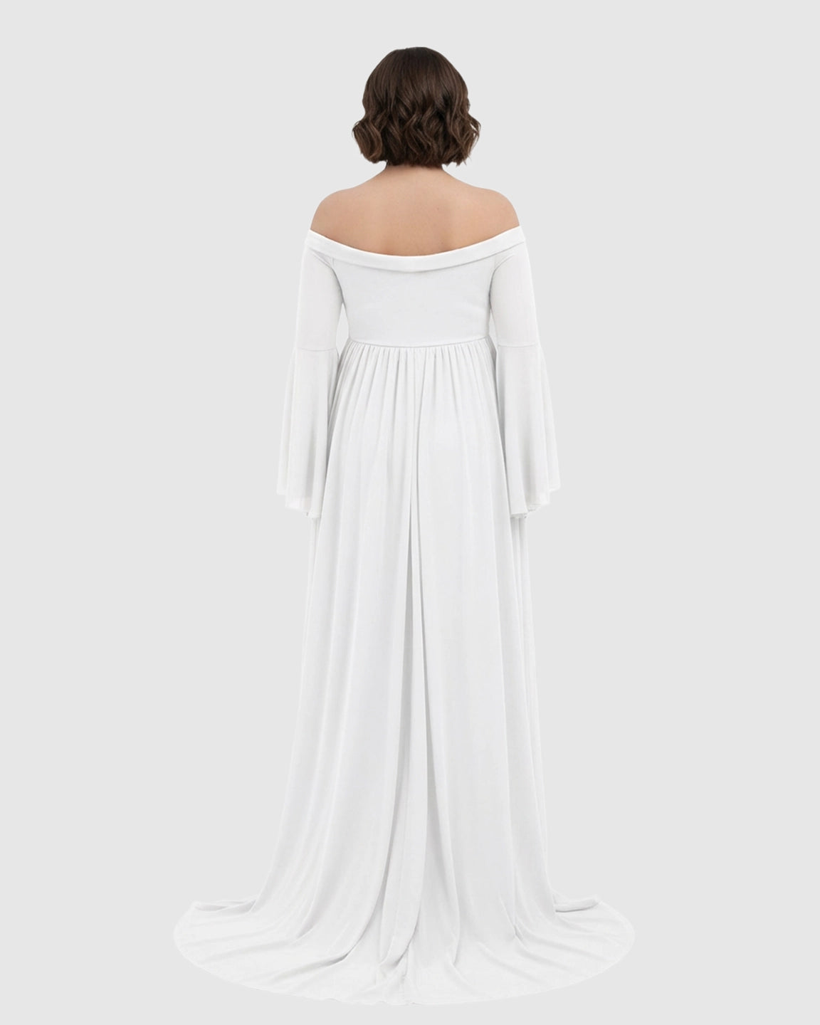 Bell Sleeves Super Long Train Maternity Photoshoot Gown