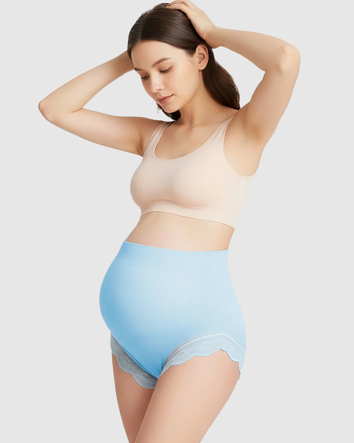 High-Waist Seamless Lace-Trim Maternity Panties