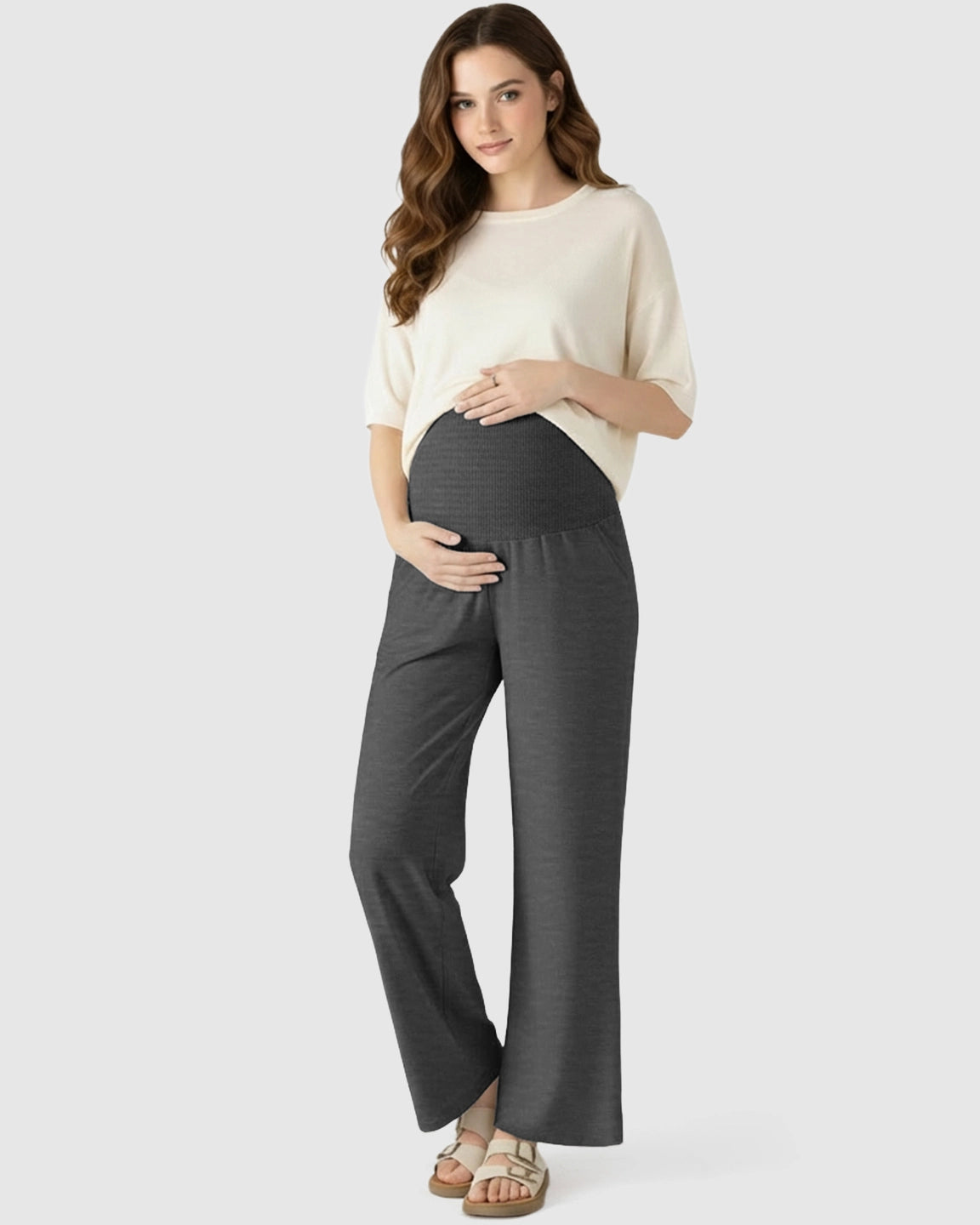 Over The Belly Wide-Leg Maternity Trouser