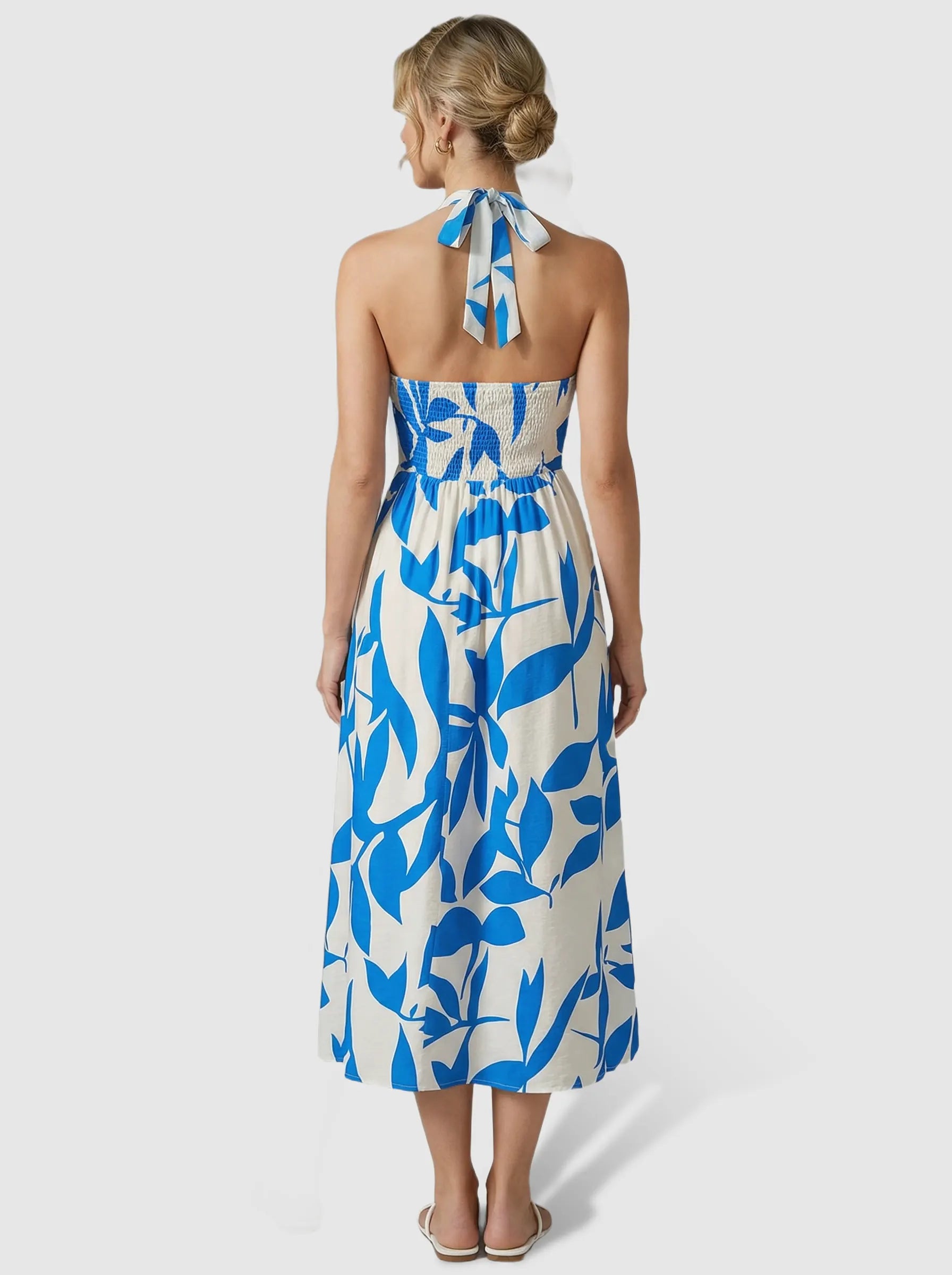 Halter Neck A-line Skirt Maternity Midi Dress