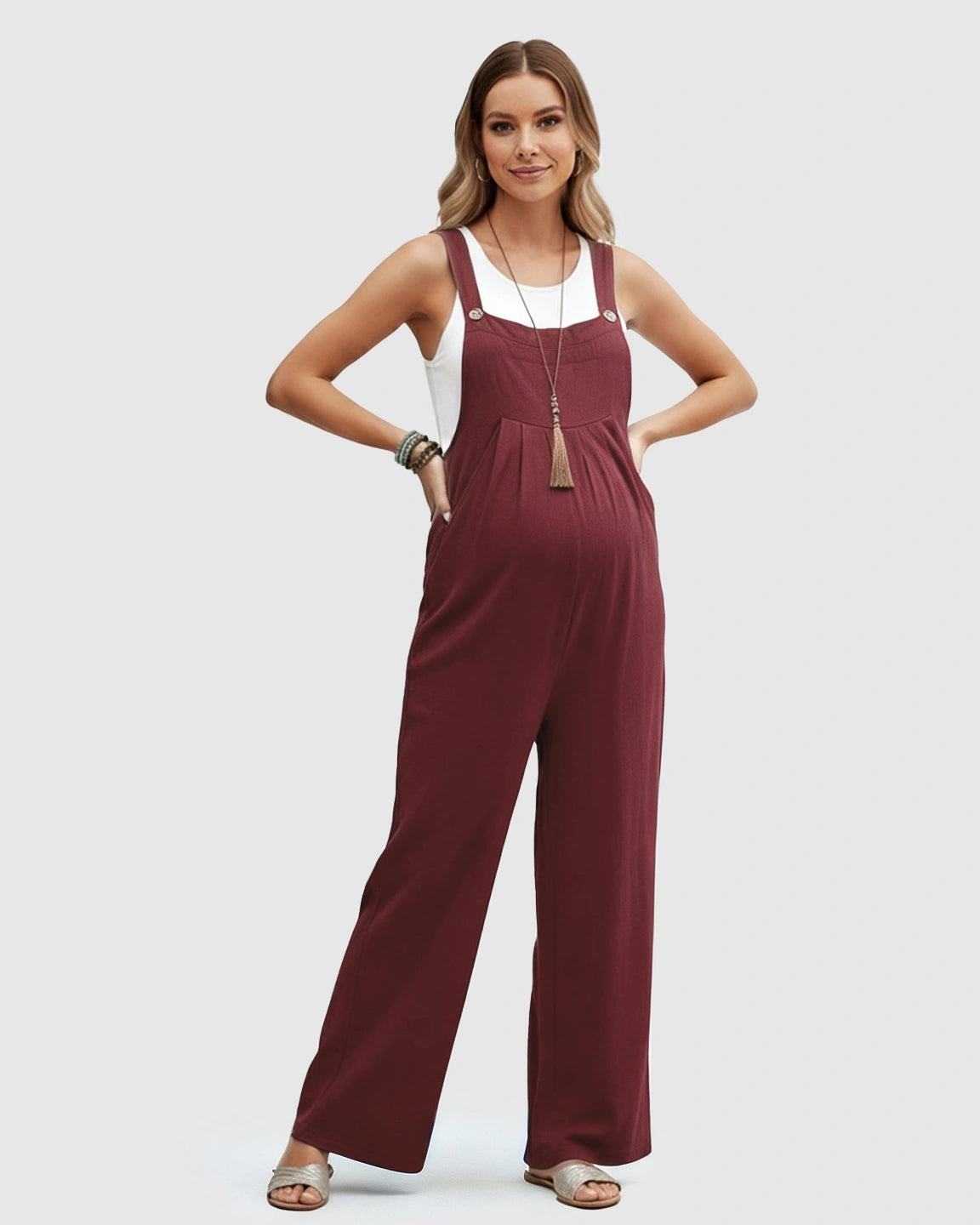 Cotton Drape Maternity Jumpsuit