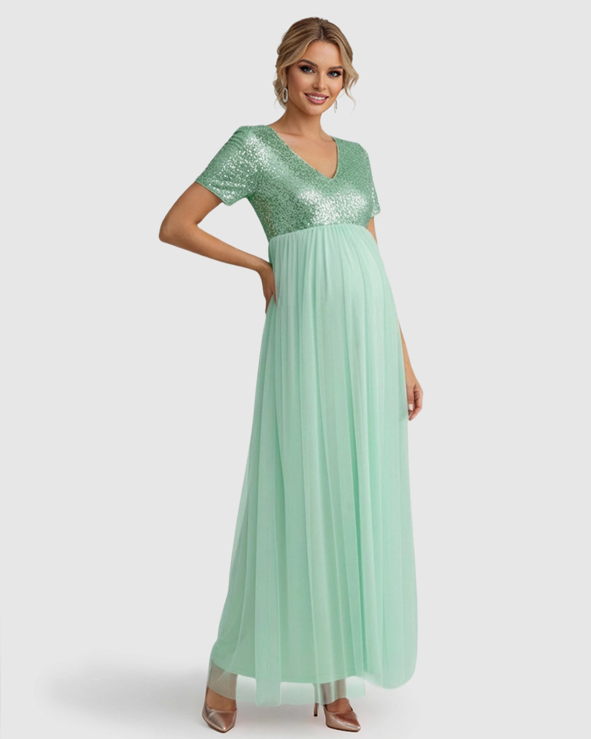 Sequin Bodice Glamorous Maternity Maxi Dress