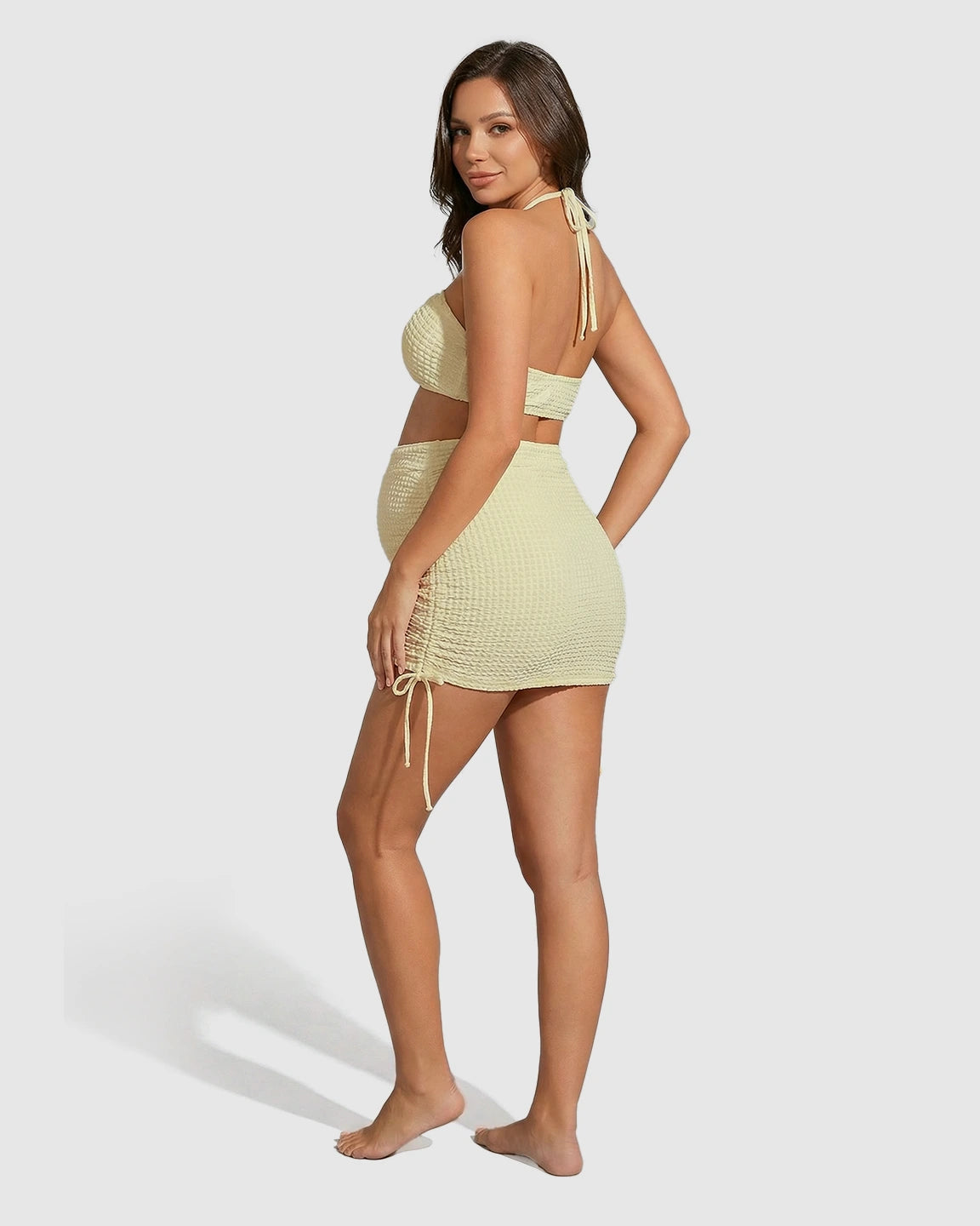 Crisscross Halter Bikini-Style Maternity Swimsuit Set