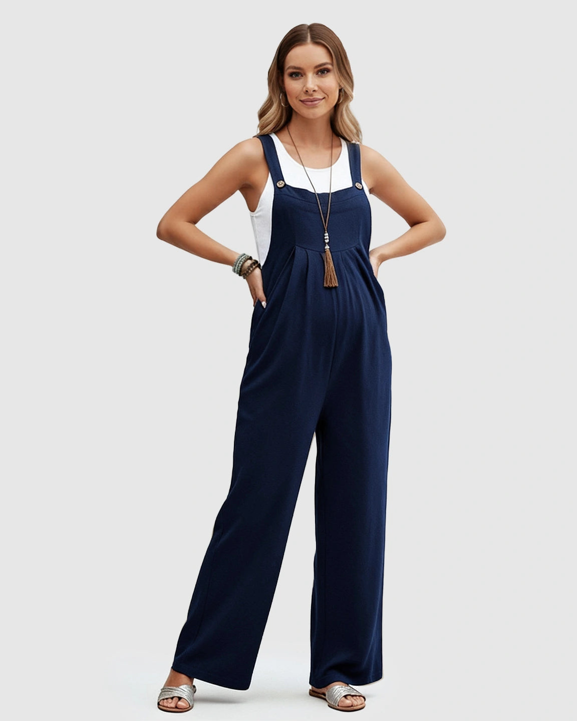Cotton Drape Maternity Jumpsuit