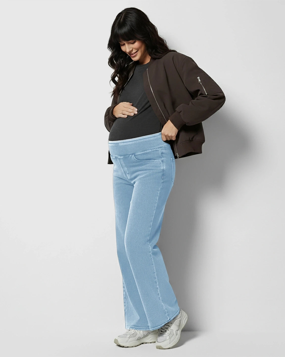 High-Waist Wide-Leg Maternity Denim Jeans