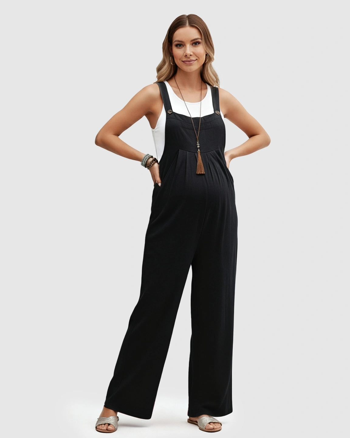 Cotton Drape Maternity Jumpsuit