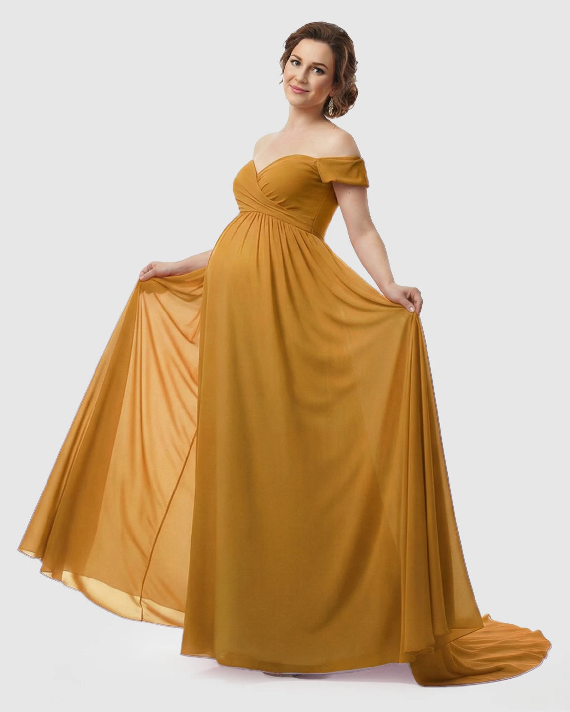Off-Shoulder Dreamy Maternity Photography Gown