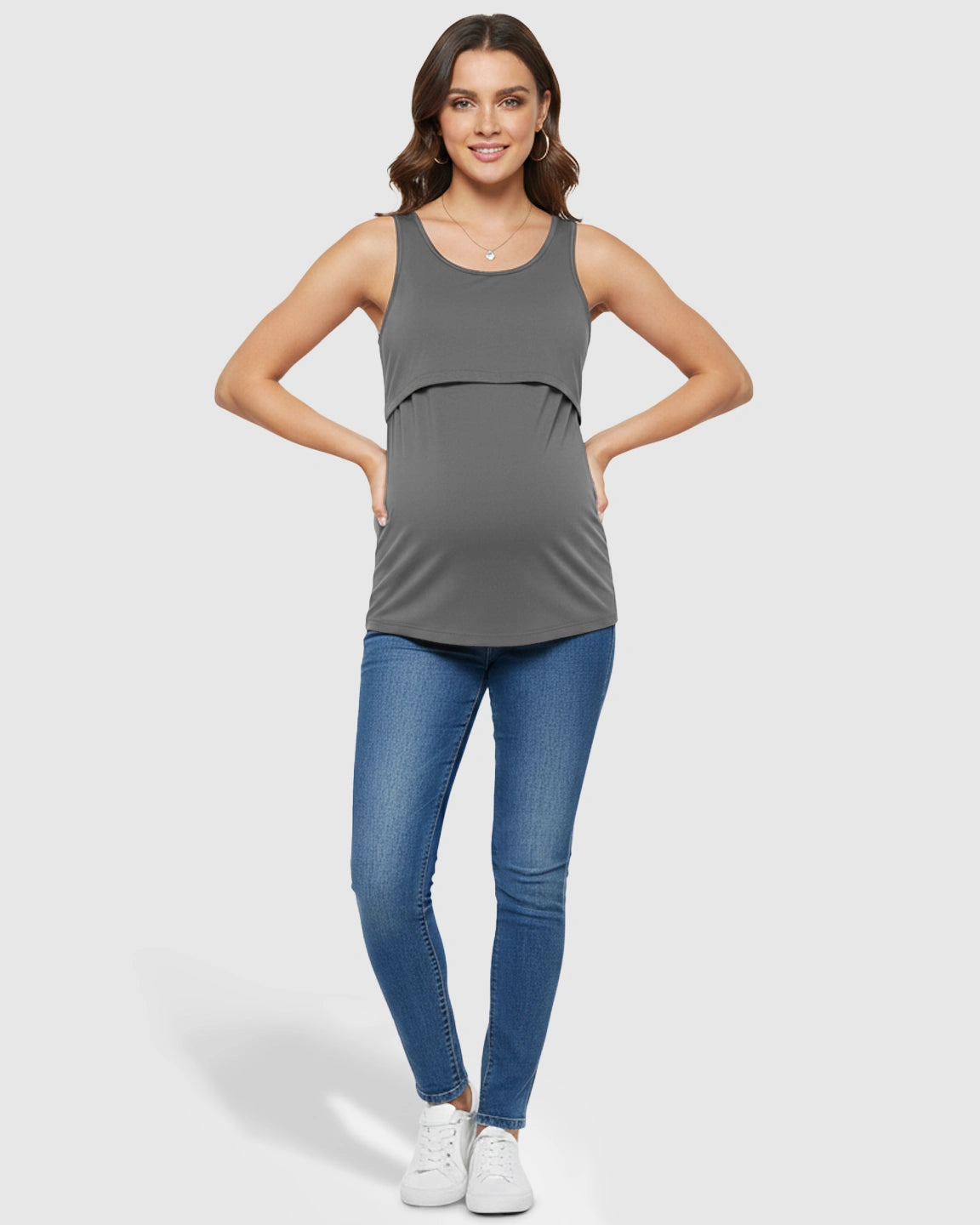 Pull-Up Nursing Access Loose Fit Tank Top