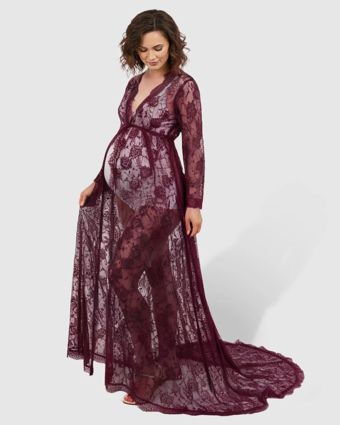 Floral Lace Romantic Maternity Photoshoot Maxi Dress