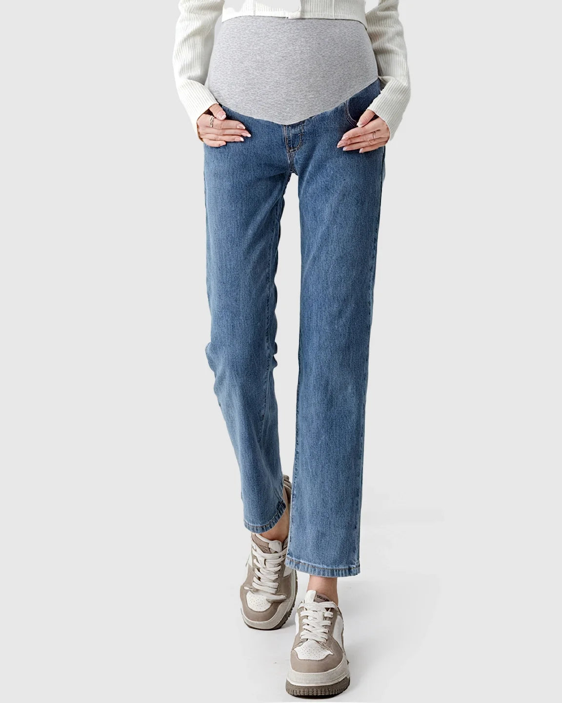 Stretch Denim Straight-Leg Maternity Jeans