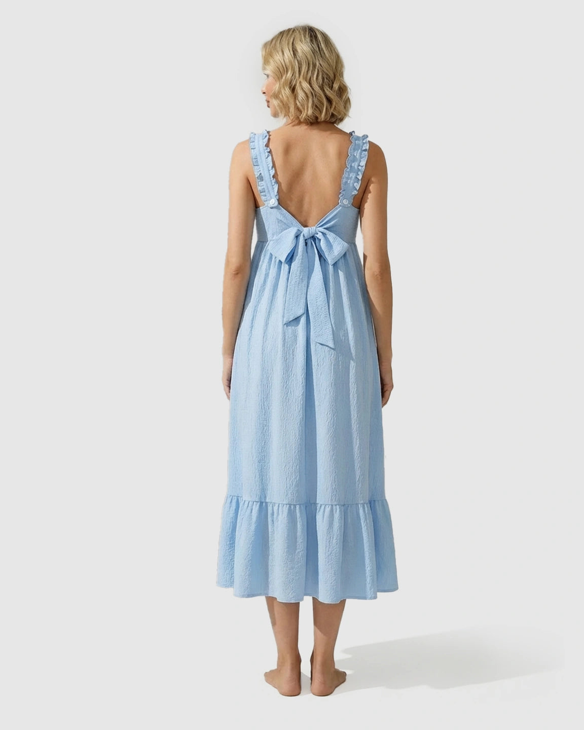 Ruffled Strap Romantic Maternity Maxi Dress