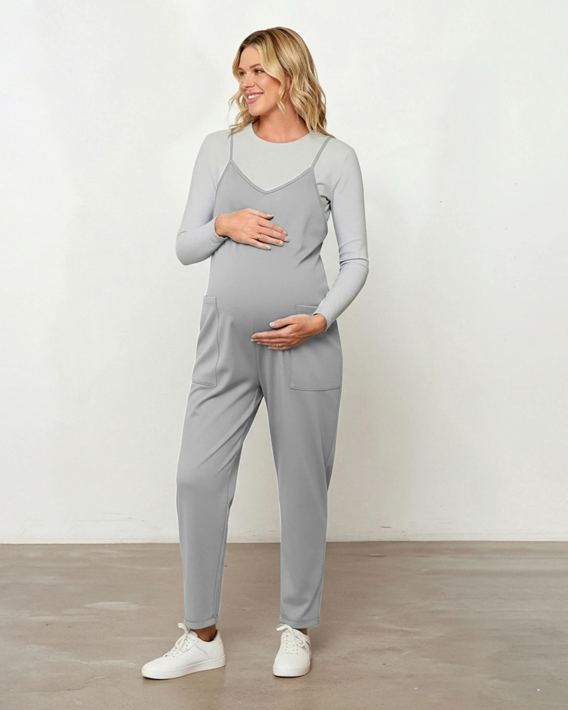 Oversized Adjustable Strap Maternity Jumpsuit