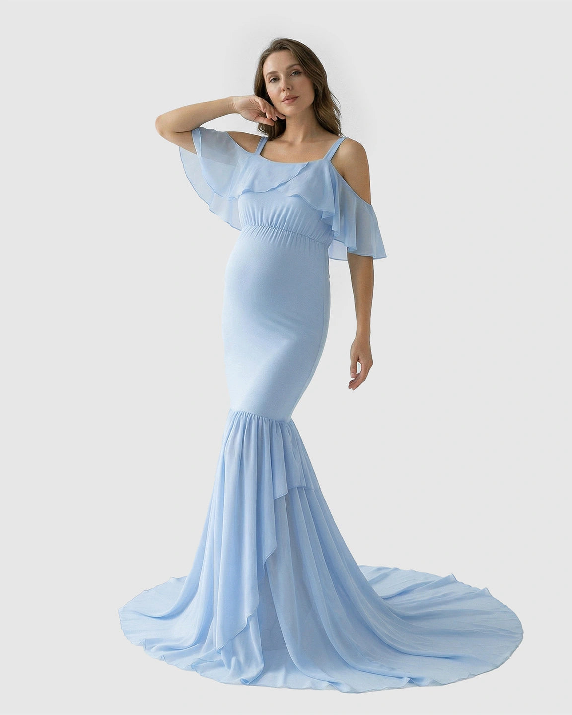 Off-Shoulder Mermaid Trail Maternity Photoshoot Dress