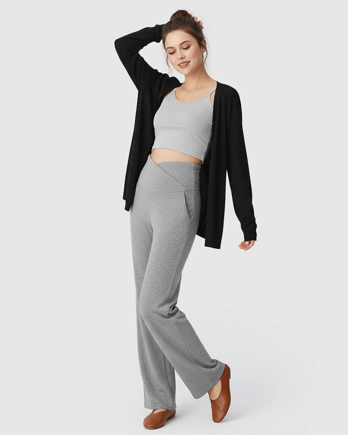 Crossover Waist Wide-Leg Maternity Lounge Pants