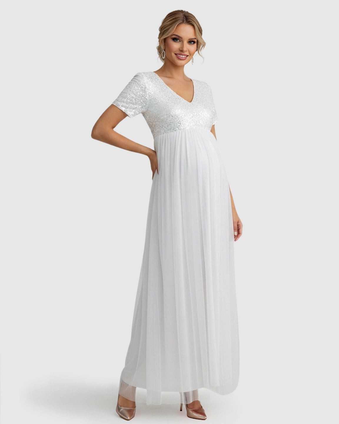 Sequin Bodice Glamorous Maternity Maxi Dress