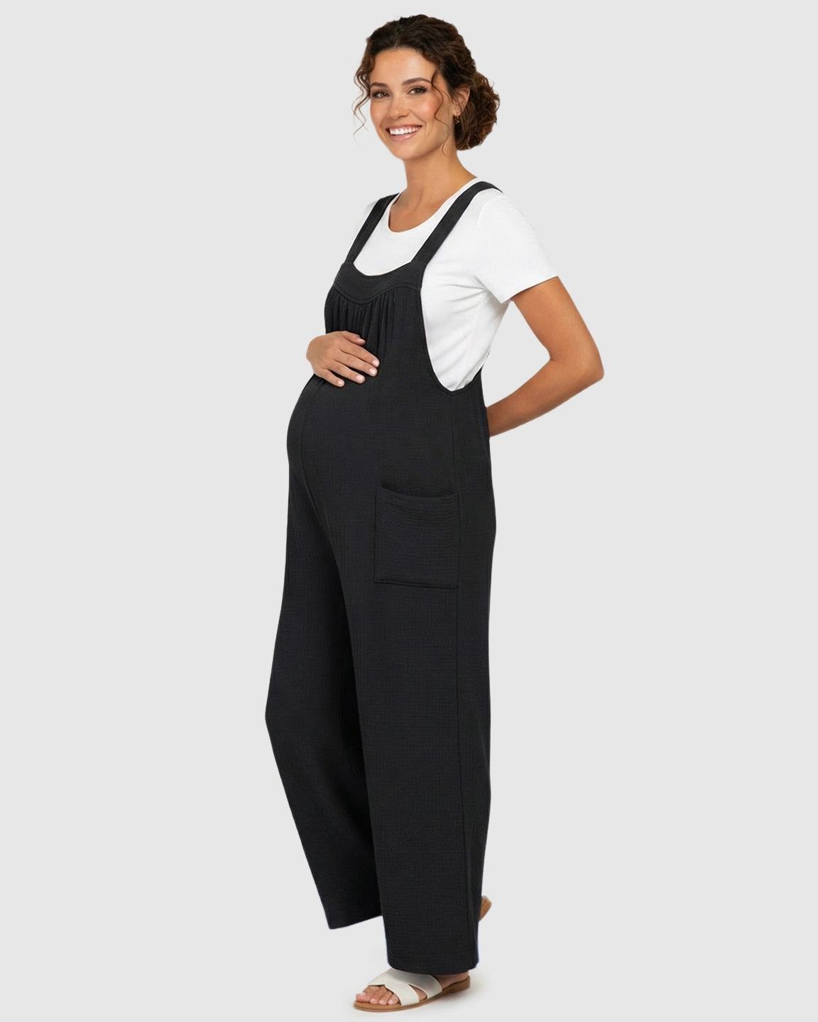 Tie-Back Wide-Leg Maternity Jumpsuit