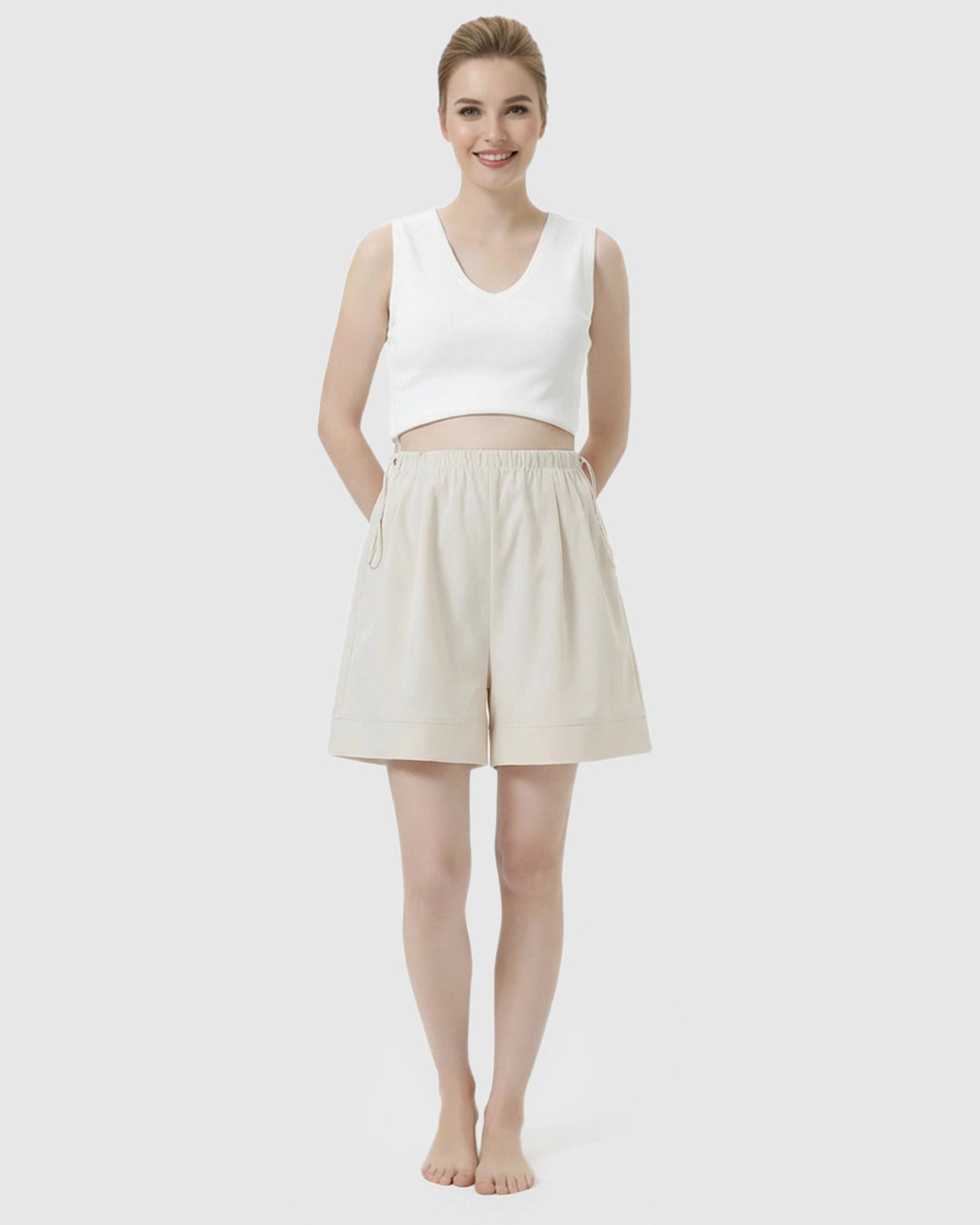 Pocketed Side Drawstring Maternity Shorts