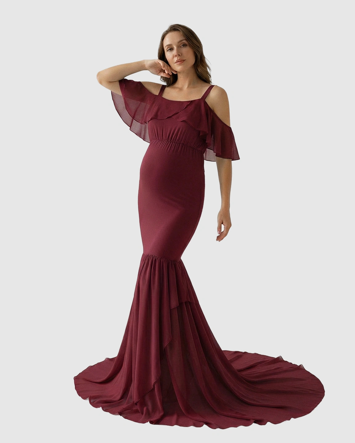 Off-Shoulder Mermaid Trail Maternity Photoshoot Dress