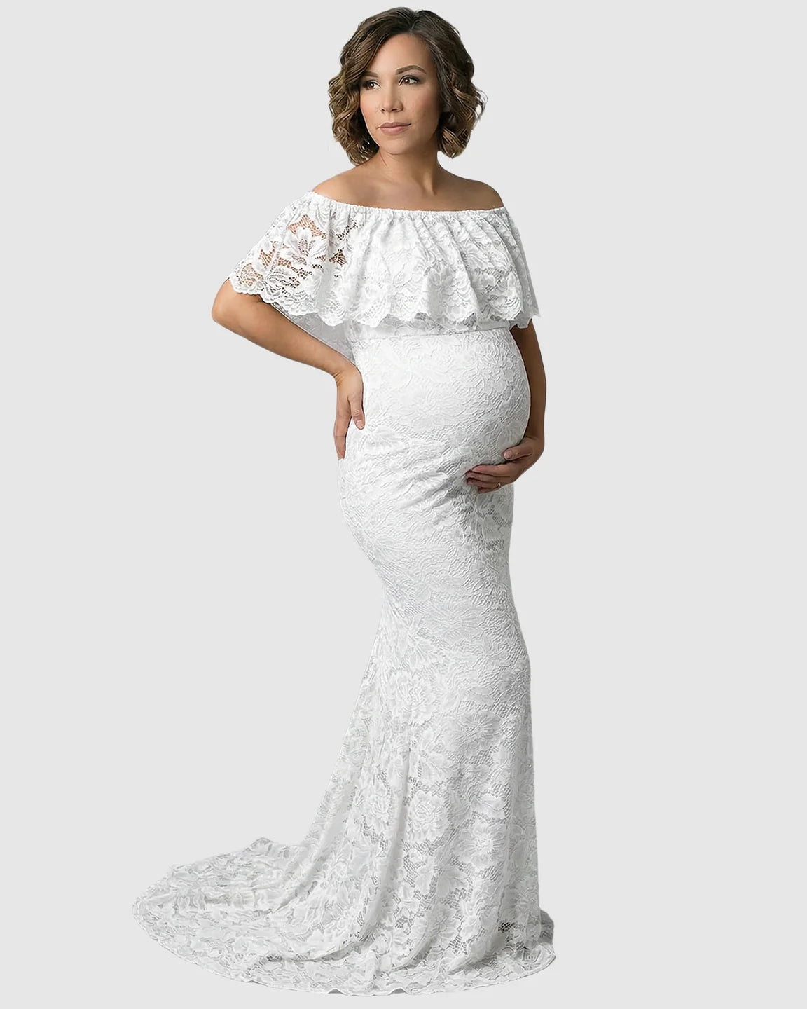 Lace Fitted Mermaid Maternity Gown