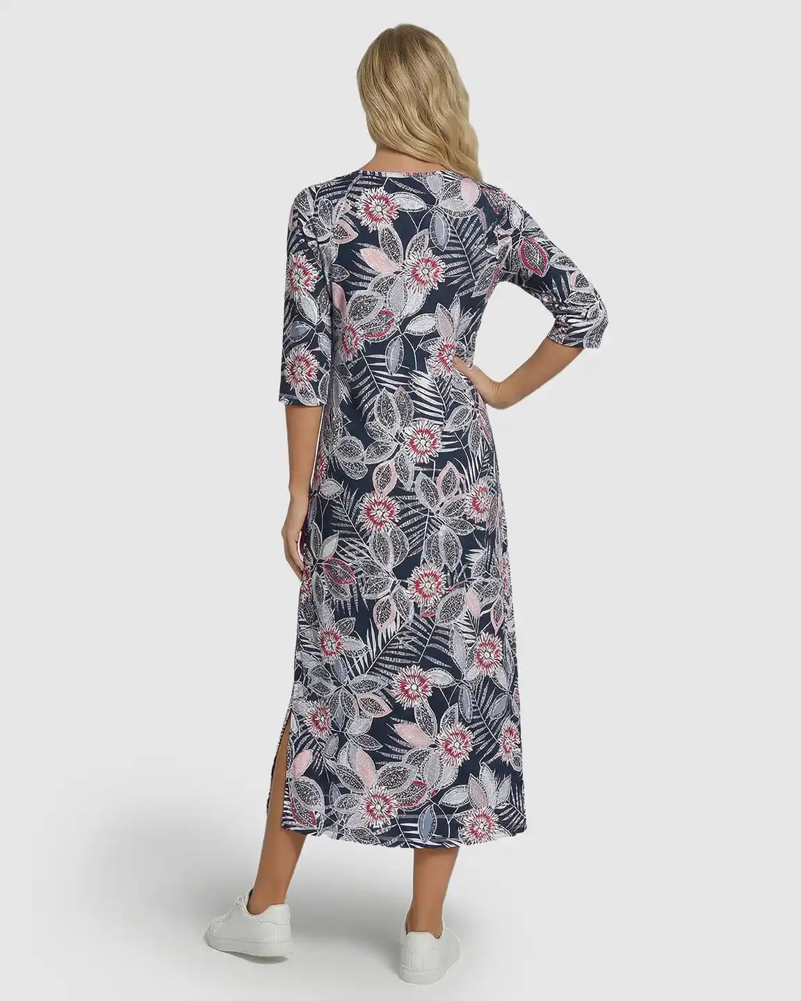 Full Front Zipper Floral Maternity Nursing Lounge Dress