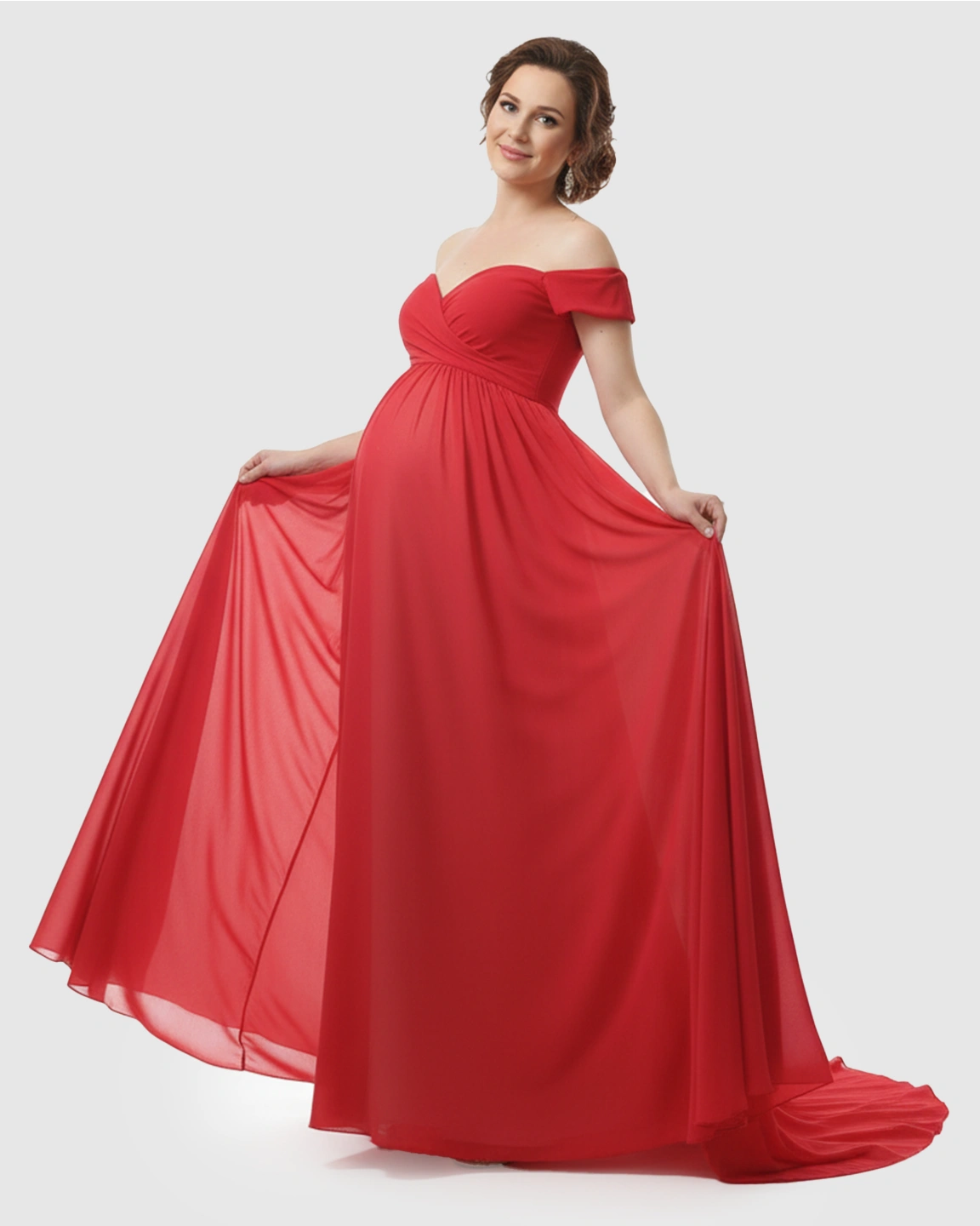Off-Shoulder Dreamy Maternity Photography Gown