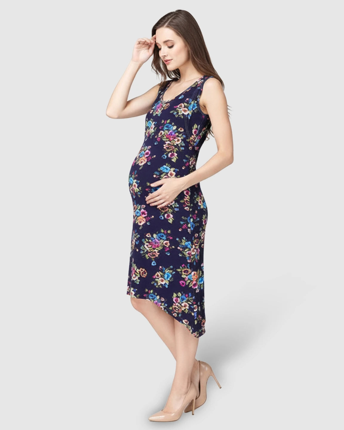 Floral Print Modal Stretch Nursing & Maternity Dress