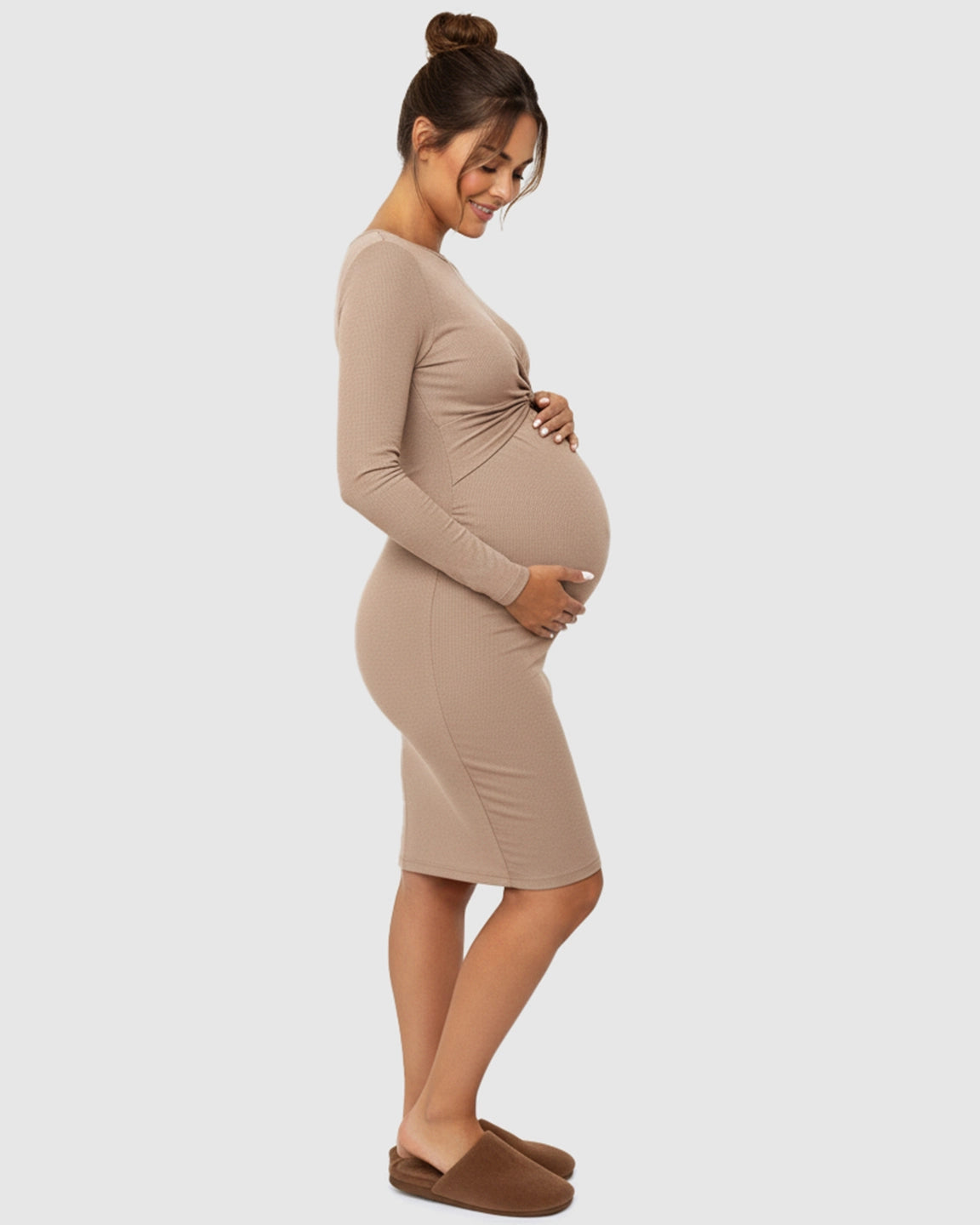 Twist-Front Bodycon Maternity Short Dress