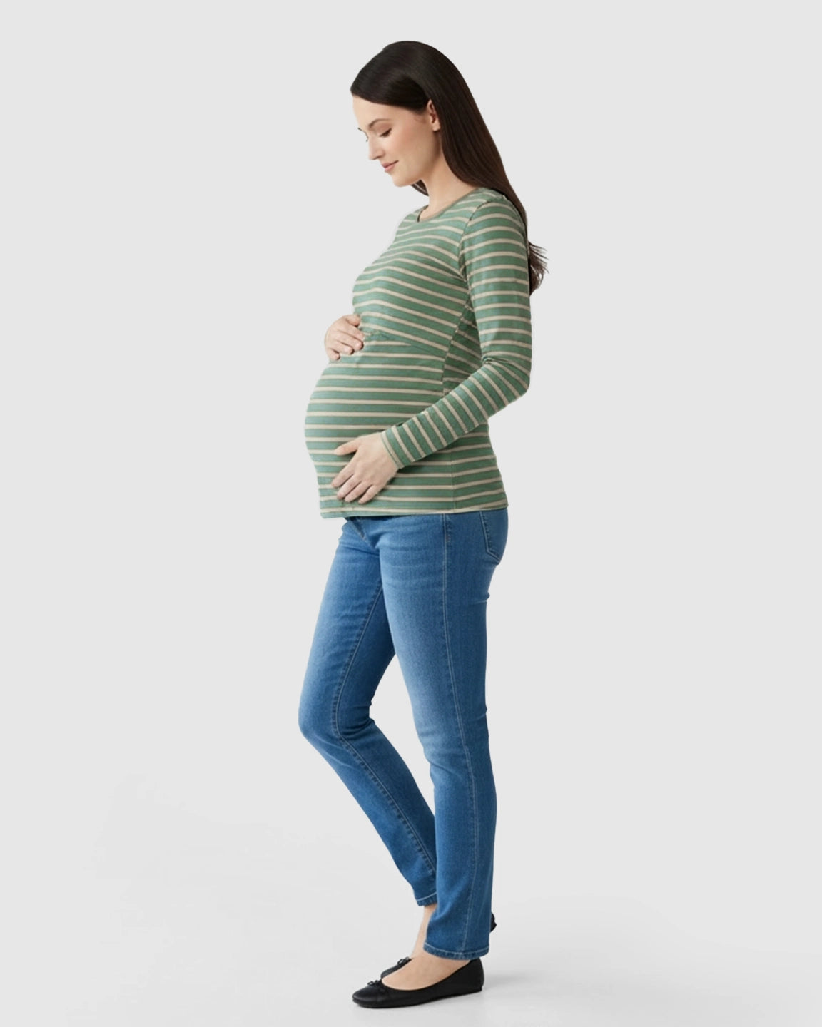 Striped Print Relax Fit Maternity & Nursing Top