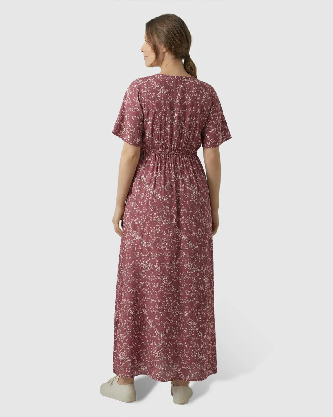 Waist-Cinching Bohemian Maternity Maxi Dress