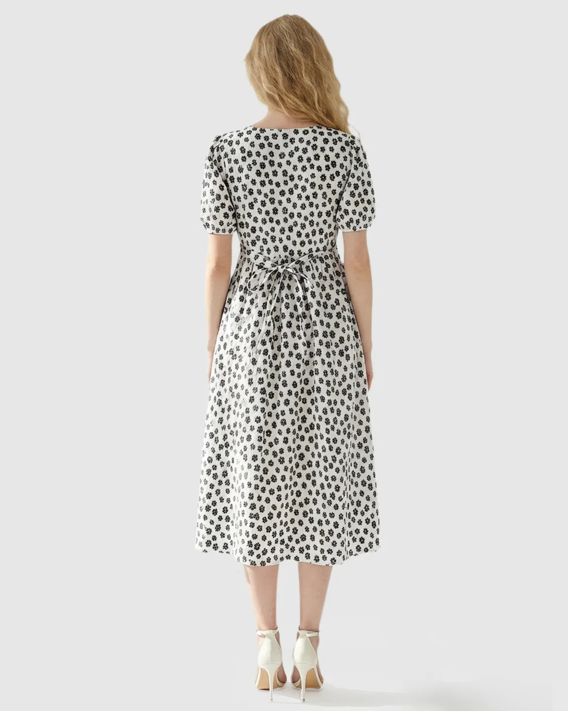 Button-Front Floral Print Maternity Nursing Dress