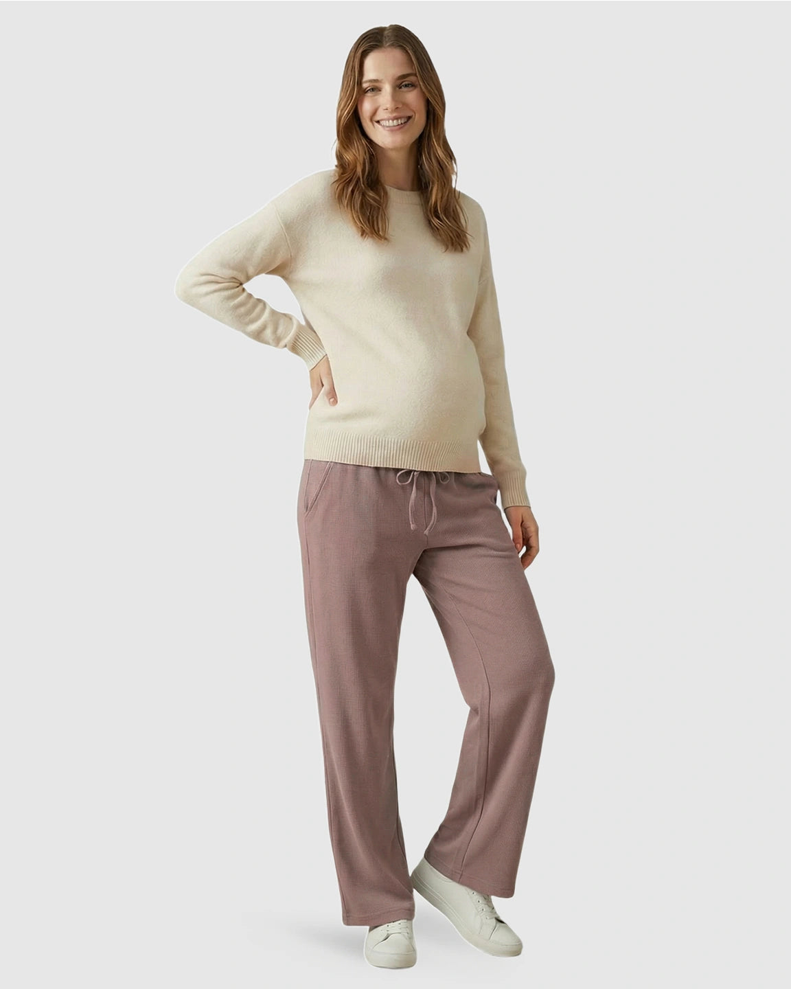 Waffle Knit Wide-Leg Maternity Pants