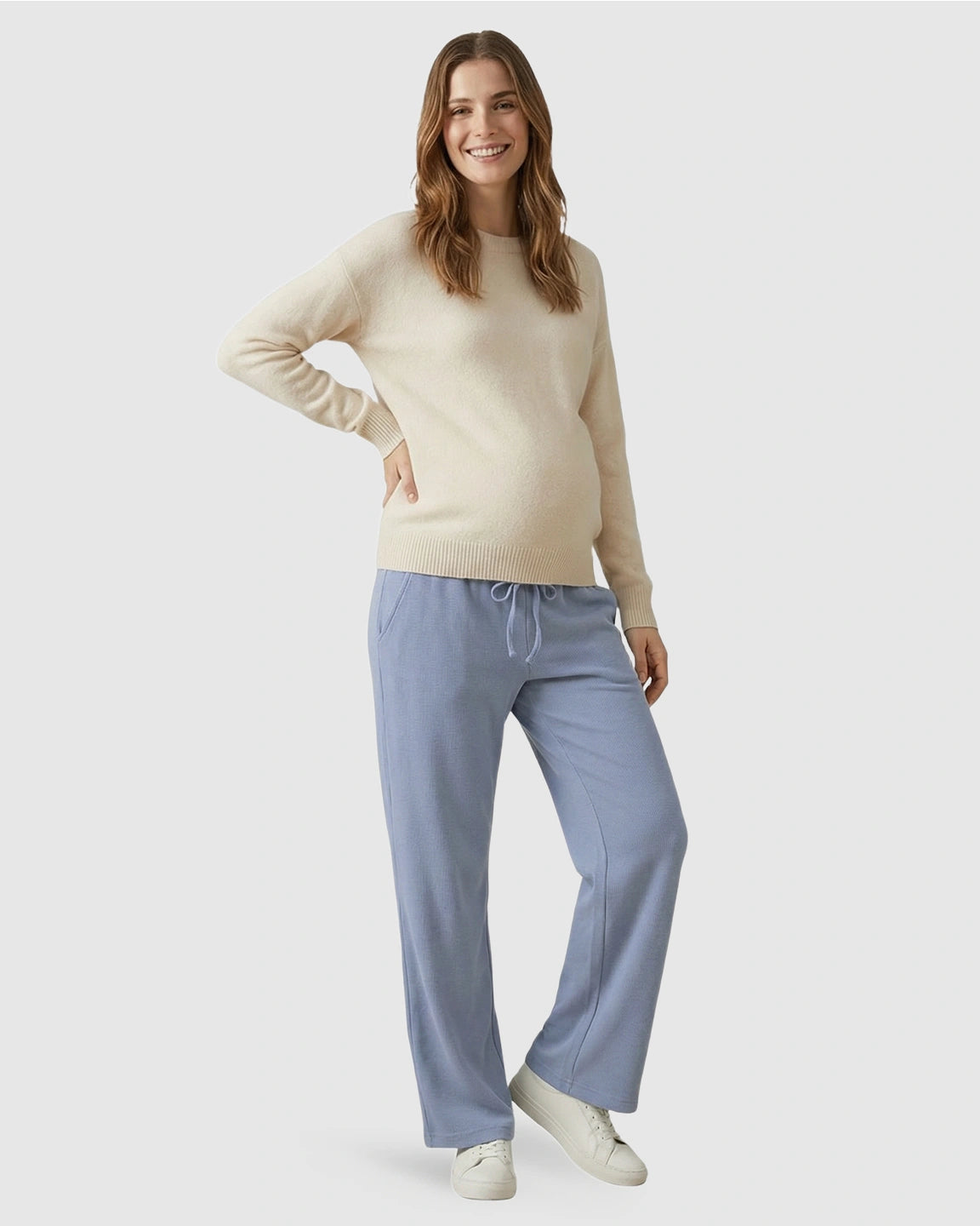 Waffle Knit Wide-Leg Maternity Pants