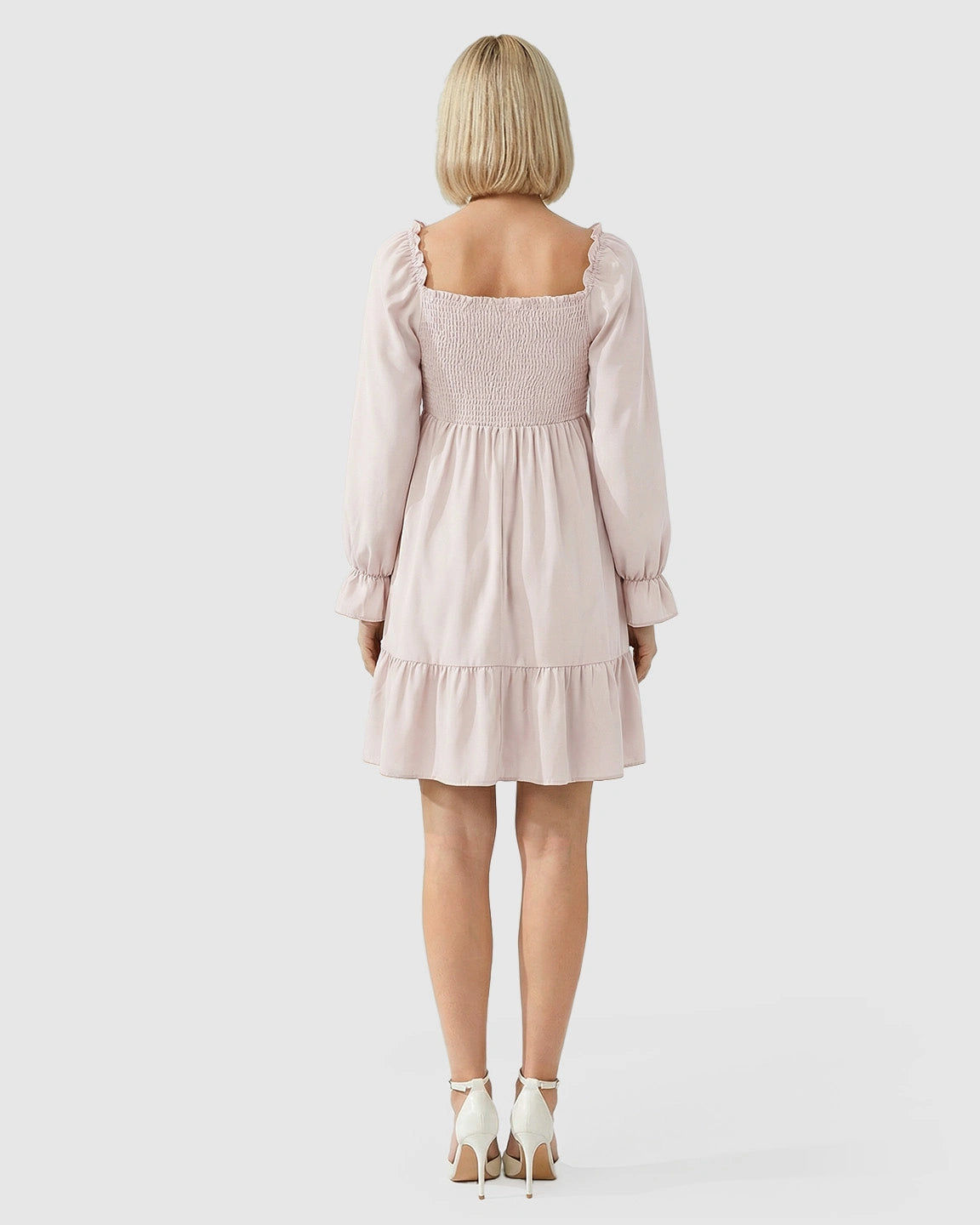 Flared Sleeve Smocked Babydoll Maternity Dress