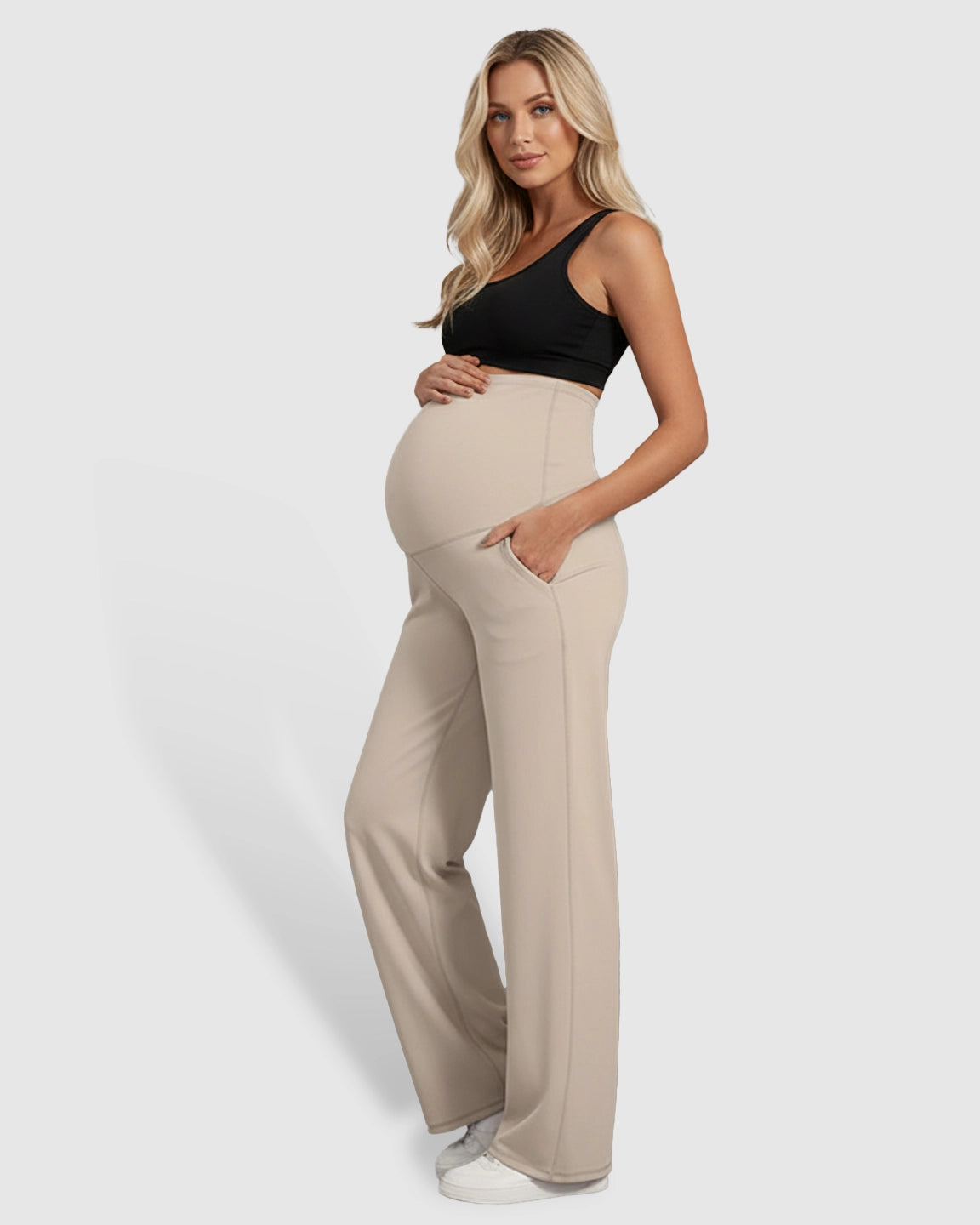 High-Waist Straight-Leg Maternity Pants