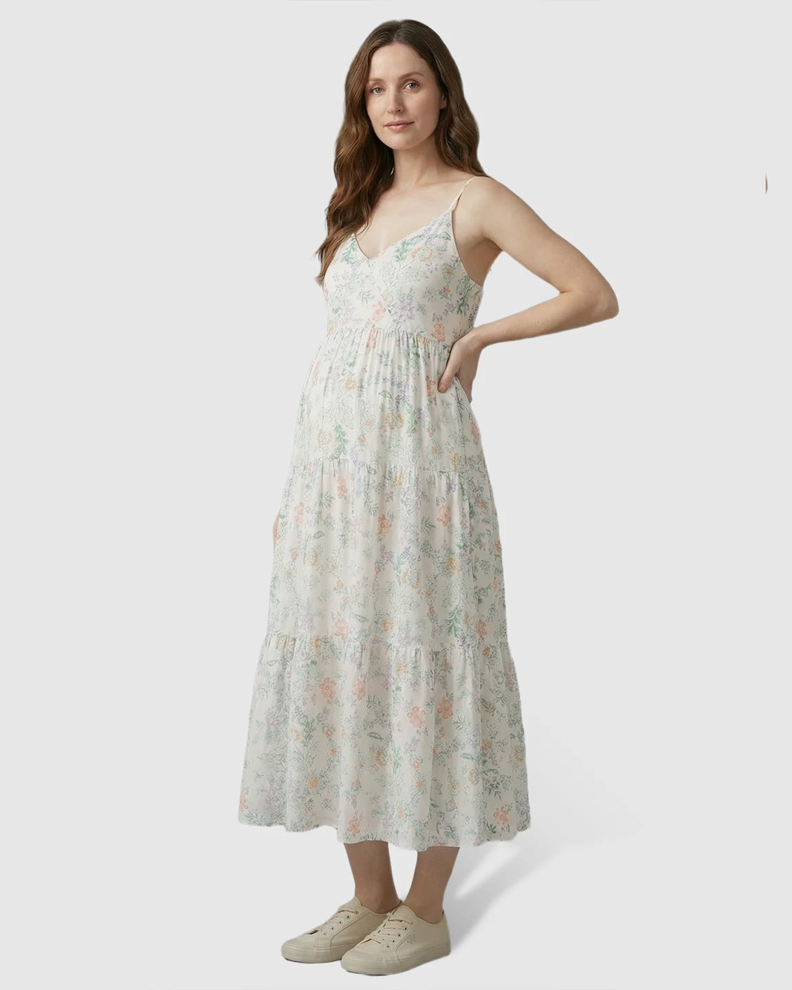 Lace Trim Floral Print Maternity Nightdress