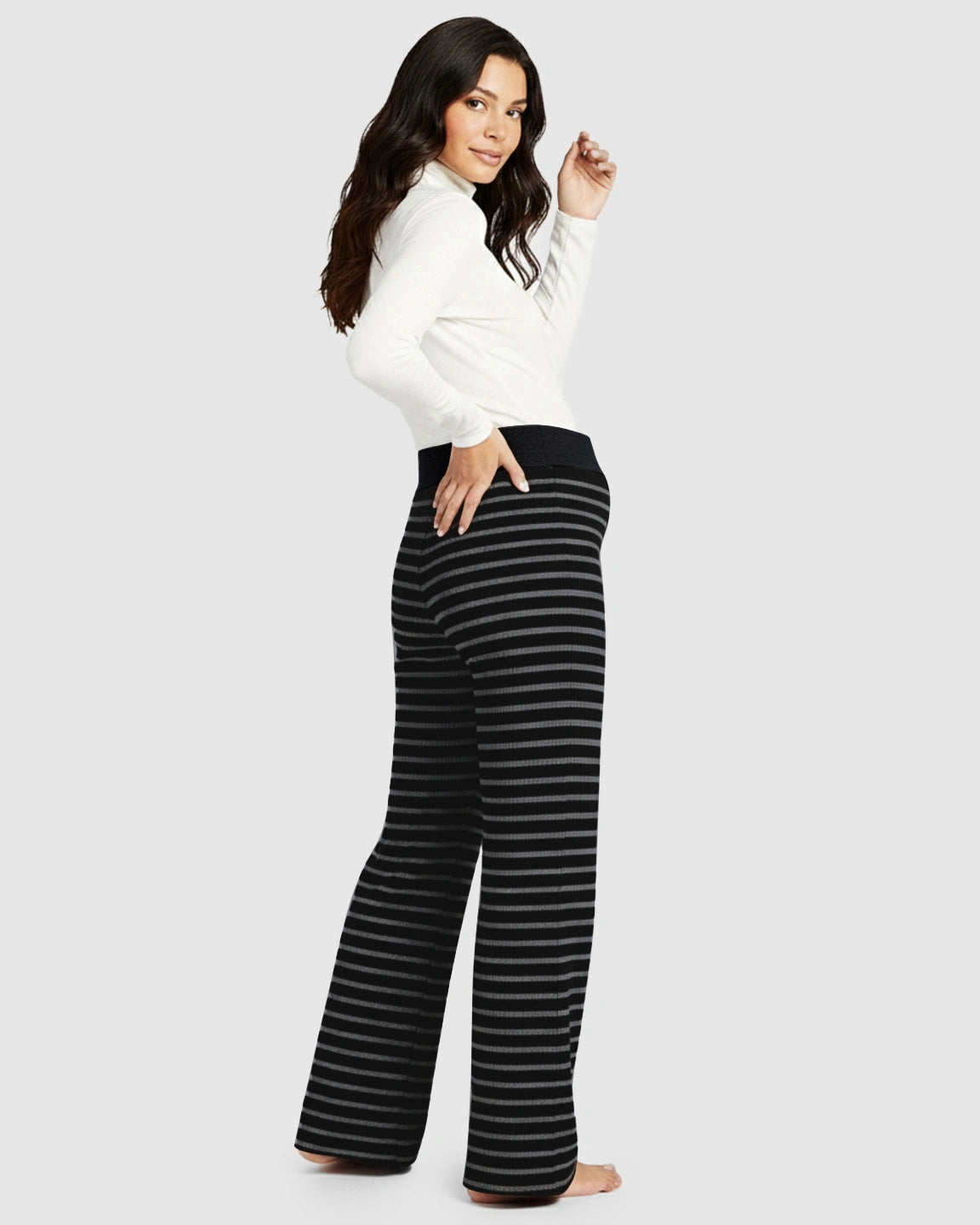 Striped Knitted Wide-Leg Maternity Pants