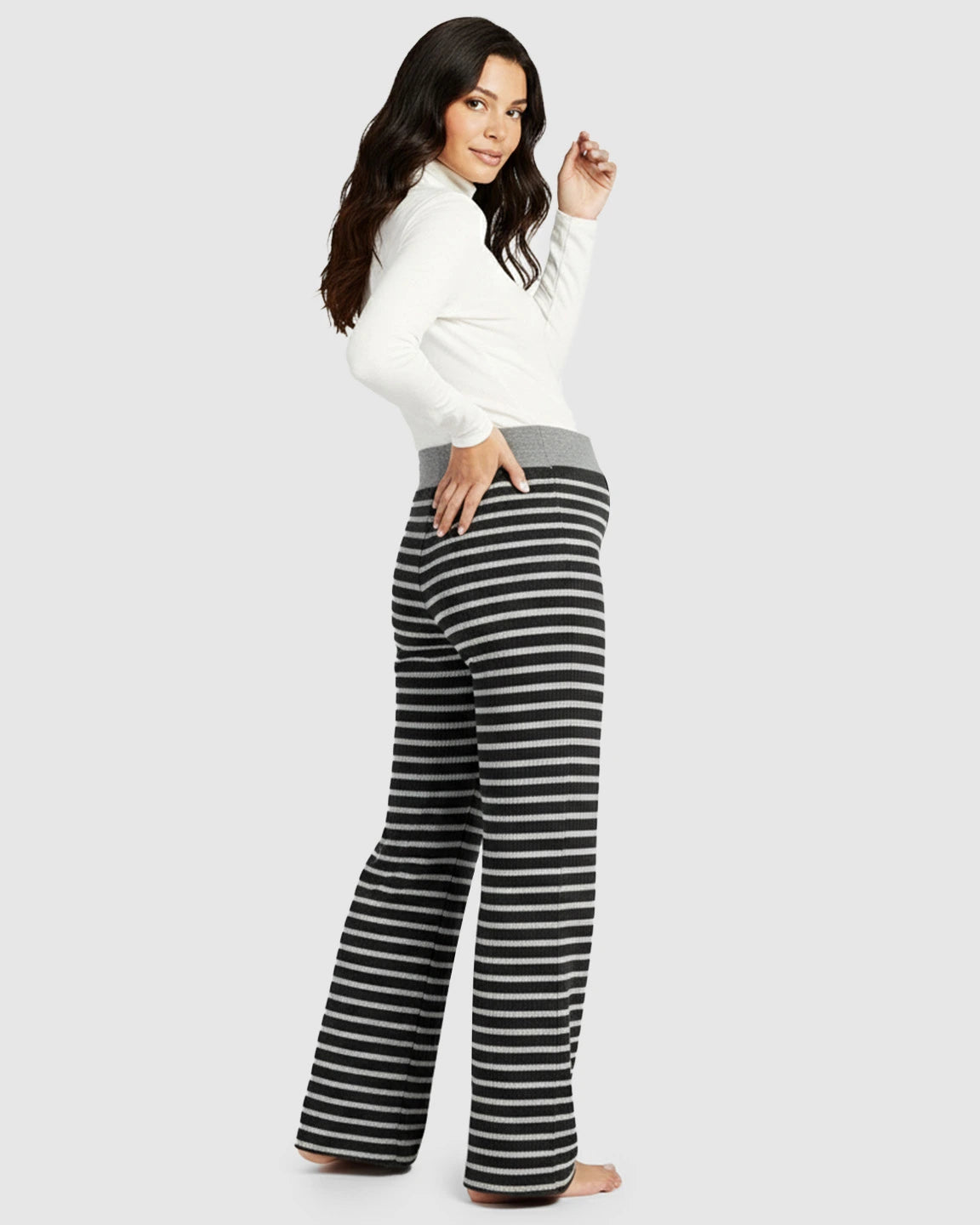 Striped Knitted Wide-Leg Maternity Pants