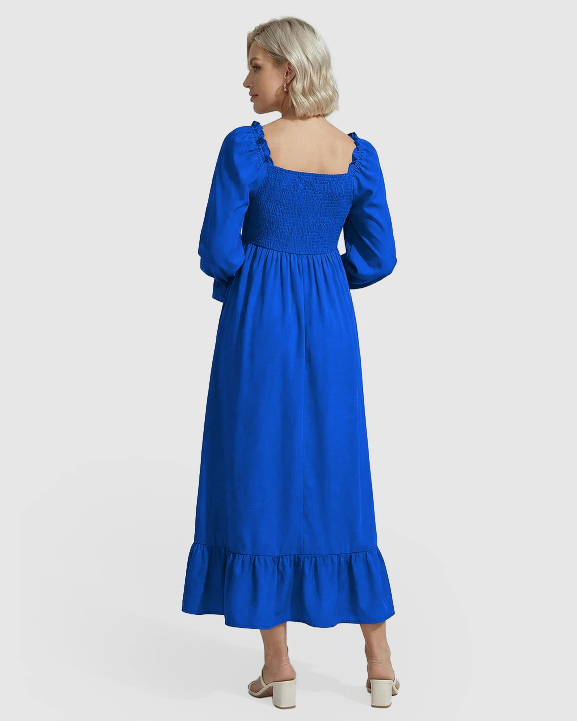 Ruffled Square-Neck Babydoll Maternity Maxi Dress