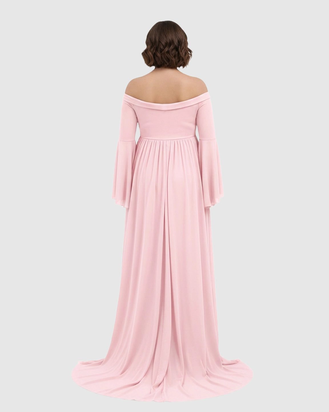 Bell Sleeves Super Long Train Maternity Photoshoot Gown
