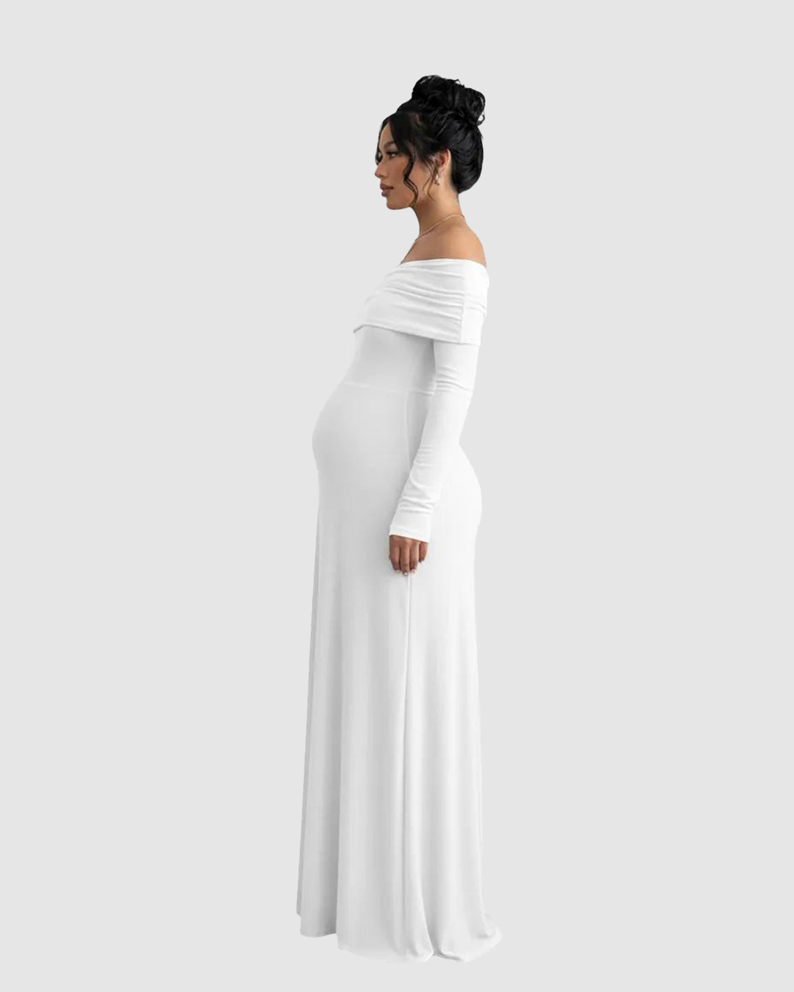 Off-Shoulder Cross-Back Maternity Evening Gown