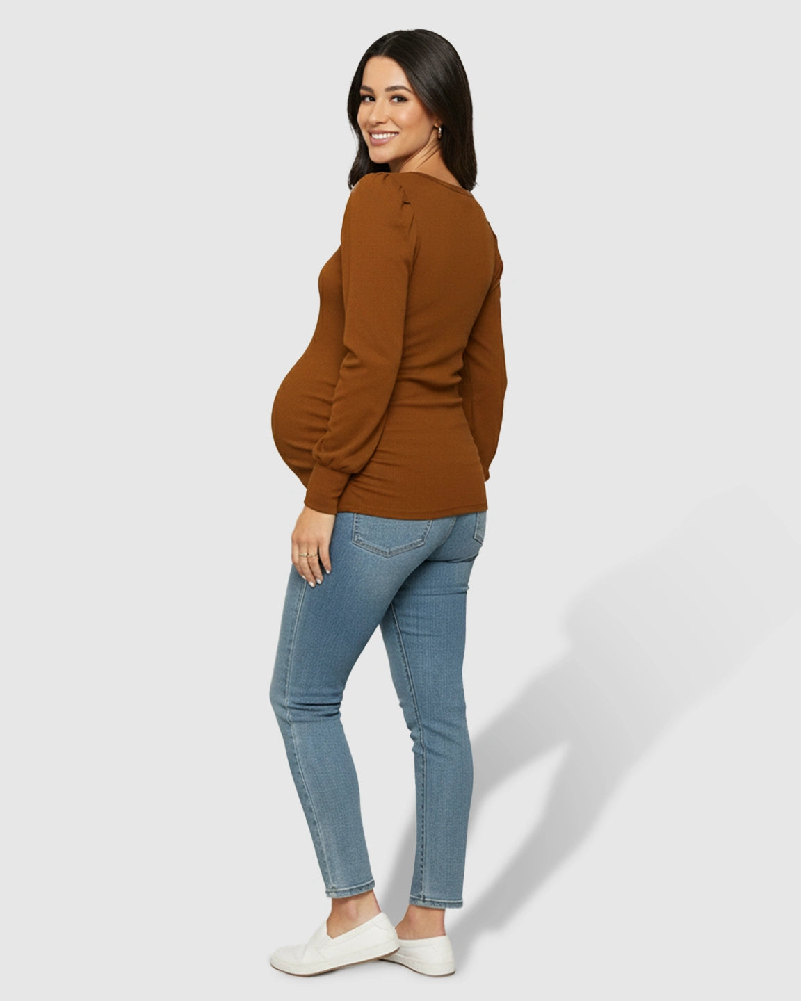 Long-Sleeve Ruched Maternity Top