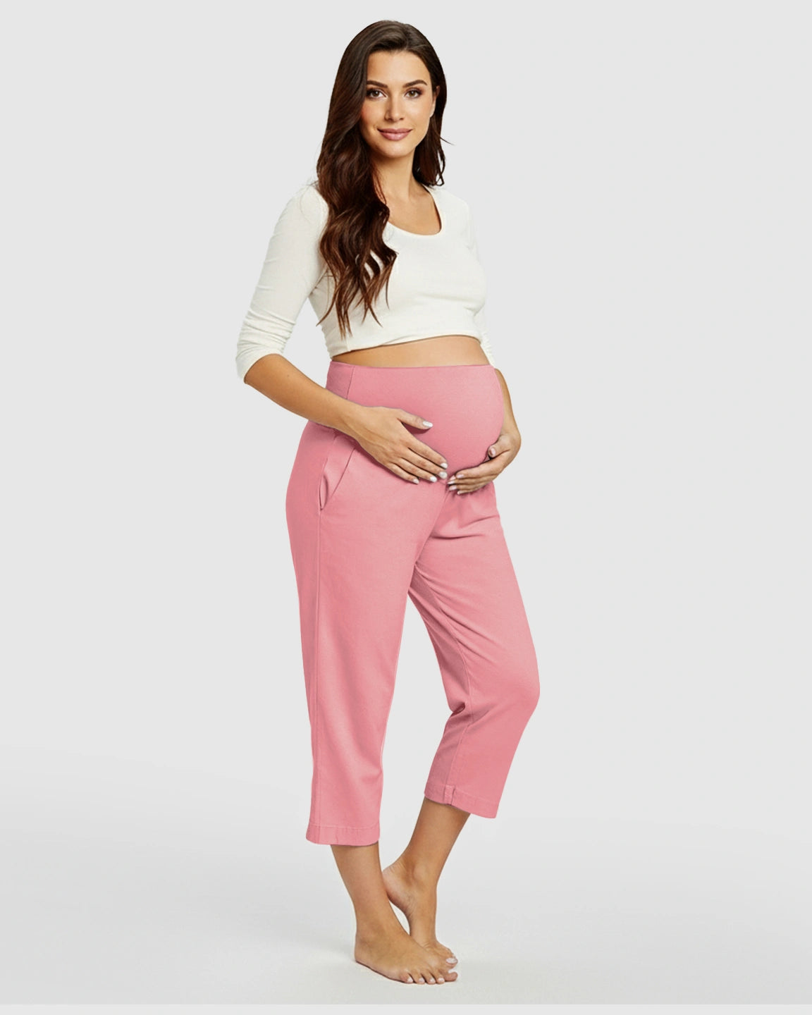 High-Waisted Maternity Capri Pants