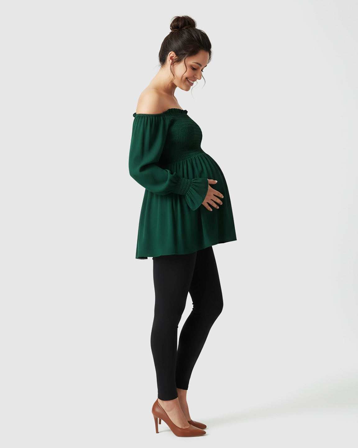Ruched Off-Shoulder Maternity Top