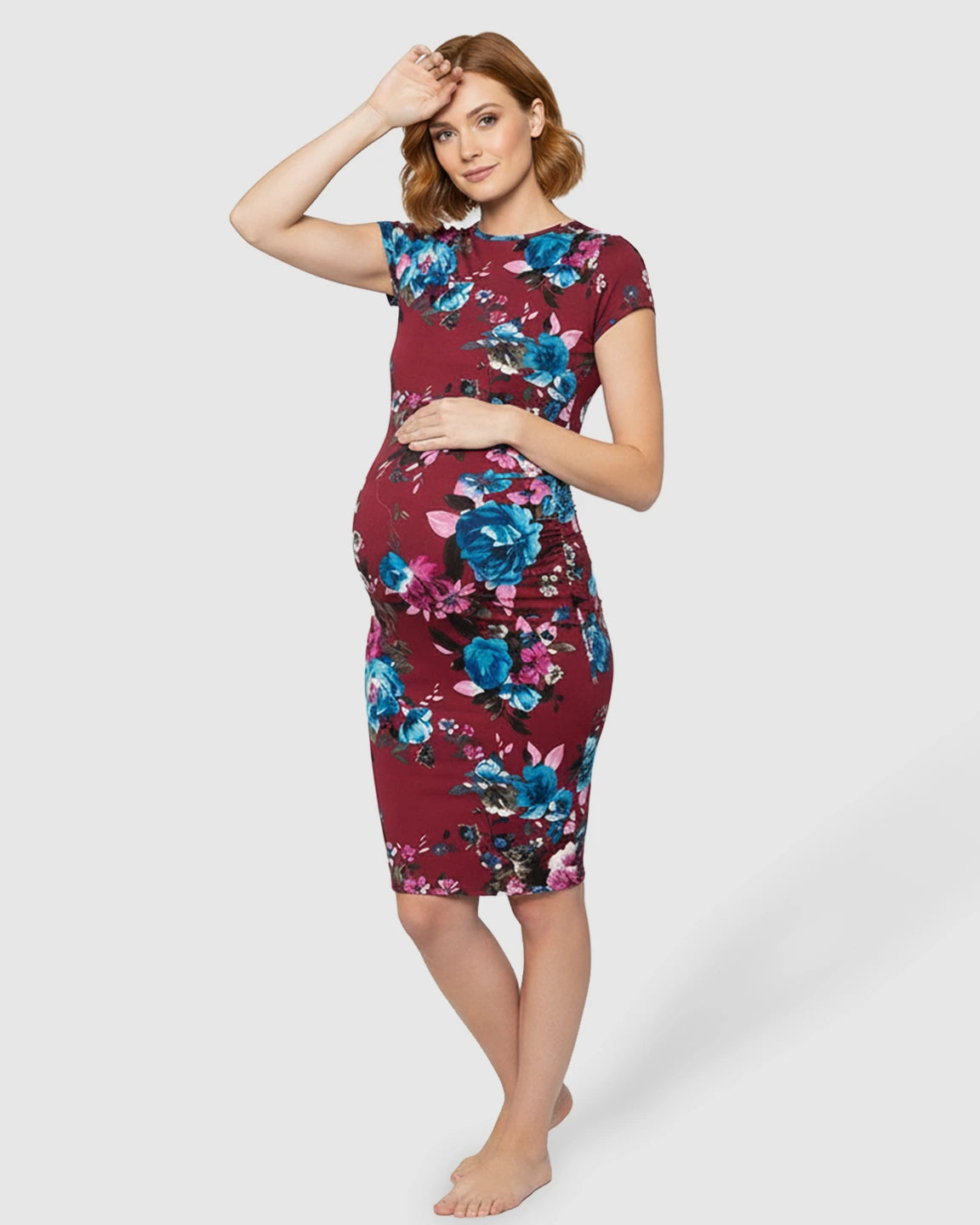 Side Ruched Bodycon Maternity Dress