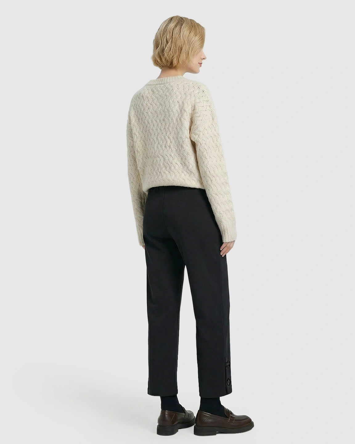 Button Detail Cropped Maternity Trousers