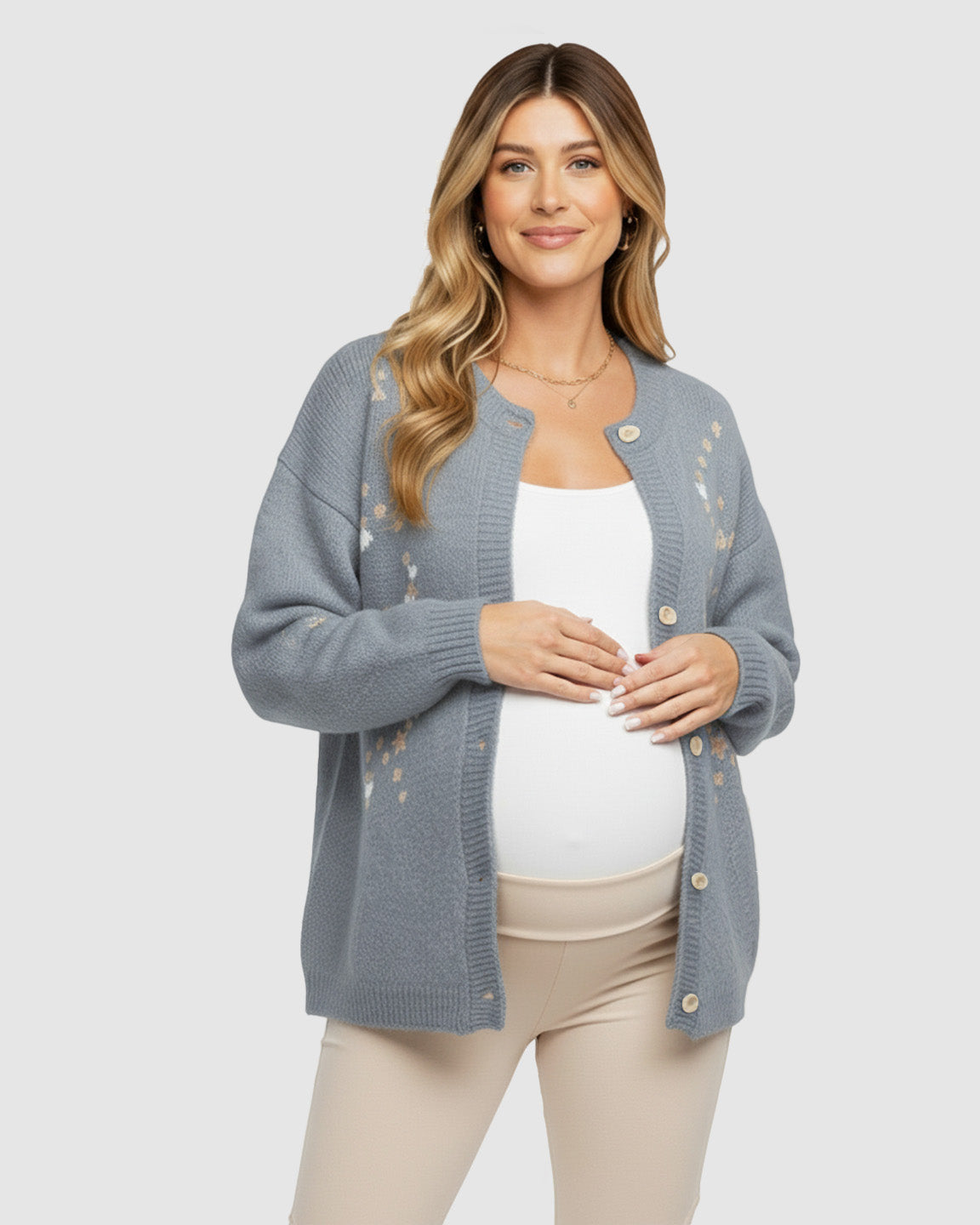 Soft Knit Single-Breasted Maternity Cardigan